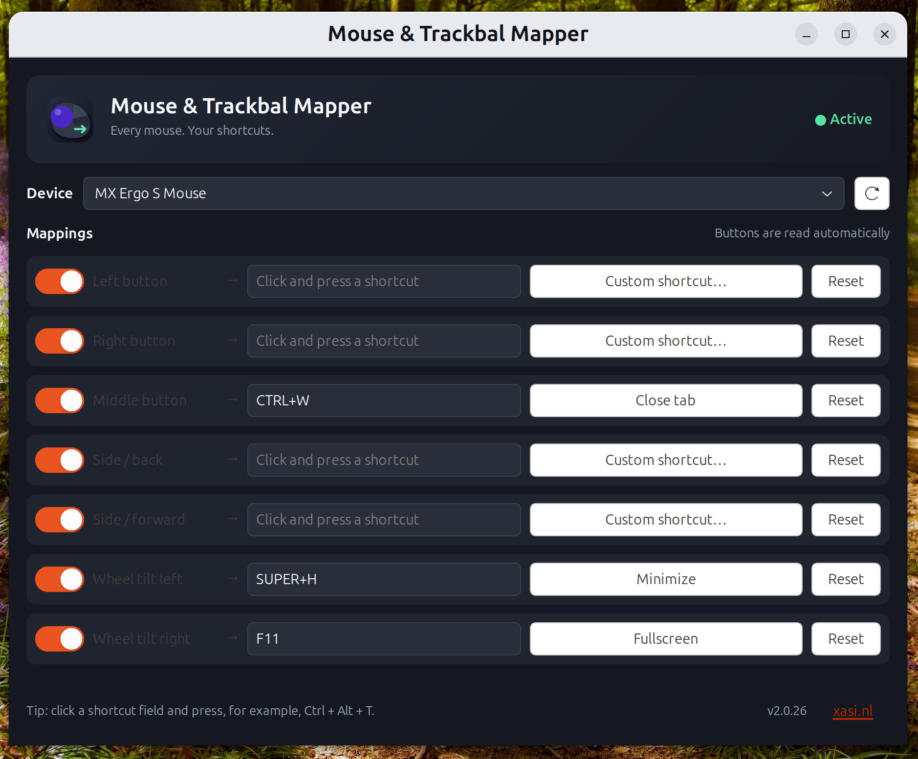 Mouse & Trackbal Mapper running on Ubuntu